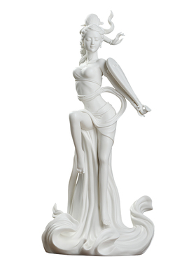 戴玉堂陶瓷摆件《清韵悠扬》德化白瓷飞天玄关送礼工艺品家居饰品