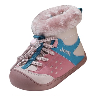 jeep冬季女宝宝雪地靴小童加绒加厚软底防滑保暖鞋5儿童冬鞋1-3岁