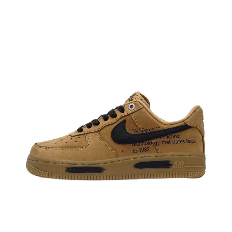 球鞋定制Nike Air Force 1 黑燕麦 美拉德 复古风格 低帮男女板鞋