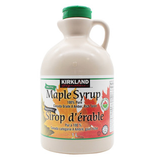加拿大kirkland枫糖浆A级天然有机低卡代糖烘焙枫叶树纯枫糖浆1L