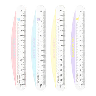 官方旗舰店 日本kokuyo国誉淡彩星球波浪弯弯尺简约创意中学生高中生用绘图直尺多功能测量刻度尺学习工具