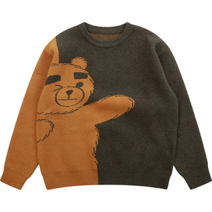 Cunyi纯一良品童装男童毛衣秋冬新品儿童小熊双面提花软糯上衣