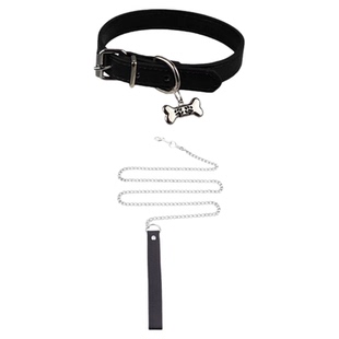 puppy小狗皮质项圈choker带可拉拽牵引绳小猫狗狗吊牌可定制刻字