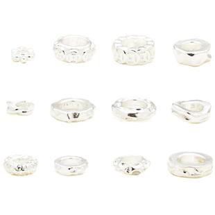 【按克跑量】足银S999实心盘缠隔珠素银锤纹圆环隔片DIY编绳配件