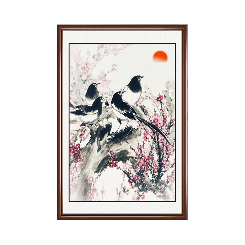 客厅玄关新中式招财喜上眉梢挂画
