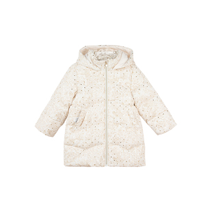 青蛙王子童装女童中长款羽绒服冬季小女孩时尚烫金印花宝宝厚外套