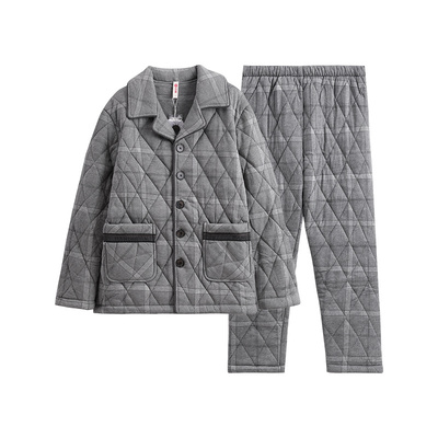 芬腾男士睡衣冬季珊瑚绒夹棉套装