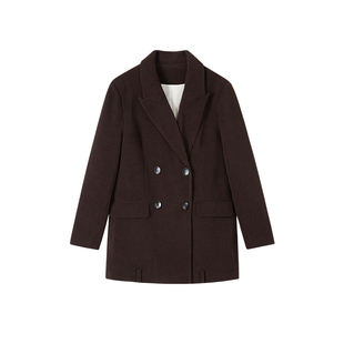 Jamor咖色西装版型羽绒服2024冬季新款灯芯绒高级感时尚上衣