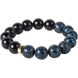 新年礼物|FOUNDIN凡汀 非遗手工大漆珠镶嵌螺钿黑玛瑙手串男