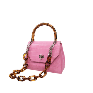 DEFAYEBLACK韩国设计师款明星同款鳄鱼纹时尚竹节包小号