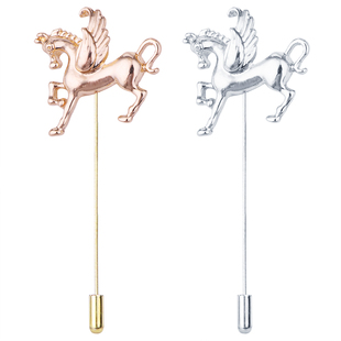 韩国个性简约一字插针飞马小树飞机胸针男士西服配饰品女外套别针