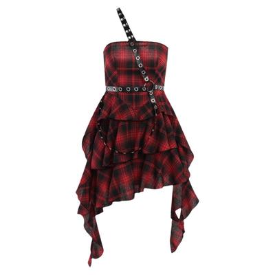 哥特风不规则抹胸连衣裙