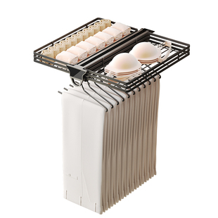 抽拉裤架伸缩滑轨衣柜拉篮多功能收纳裤抽轨道挂裤子顶侧装裤衣架