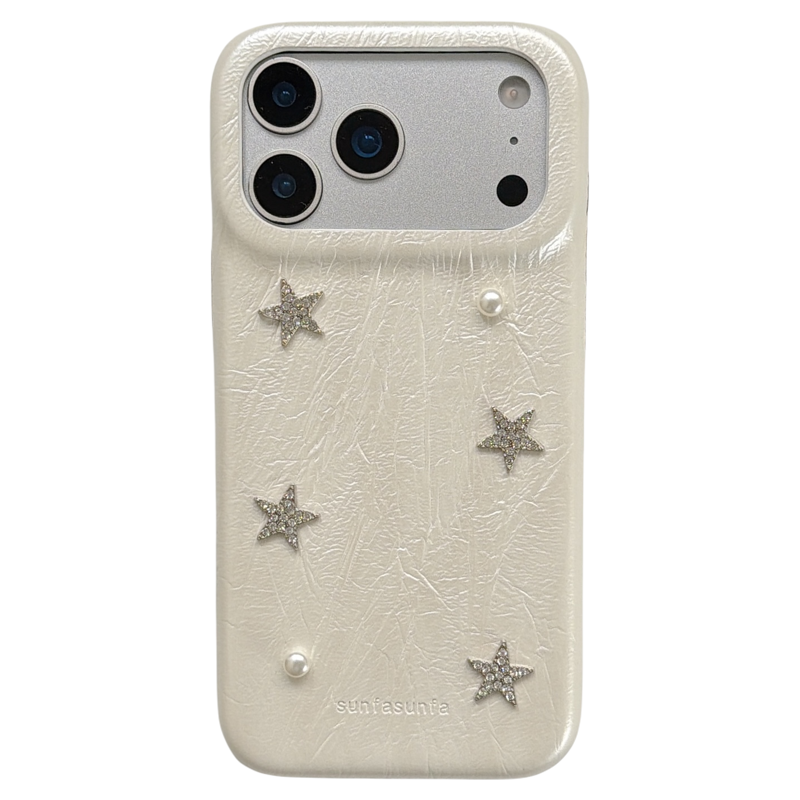 jze高级感皮纹褶皱立体钻石星星ins适用苹果17ProMax手机壳iphone15新款16pro少女13韩系17pro防摔14手机套15