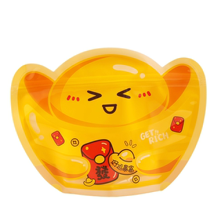 新年金元宝零食糖果手工烘焙饼干雪花酥太妃糖大号食品按压密封袋