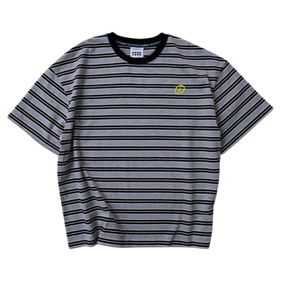 iaiammo丨25原创夏洋气条纹logo笑脸男女中大童装短袖T恤亚麻长裤