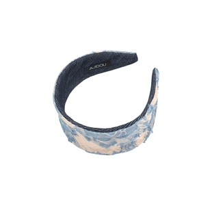 AJIDOU阿吉豆发饰女款浅蓝色时尚头箍织物发饰高颅顶发箍