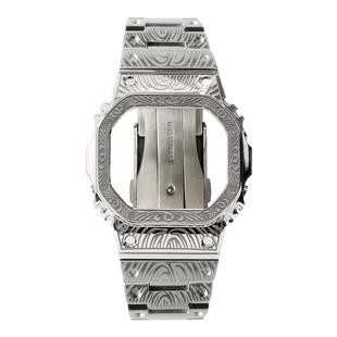 改装ga2100农家橡树DW5600GW-M5610方块复古雕花金属表壳表带配件