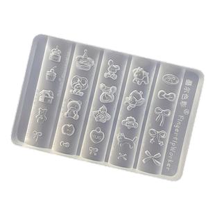 卡通甜心小猫小狗美甲模具海边贝壳海螺海星蝴蝶结硅胶雕花磨具