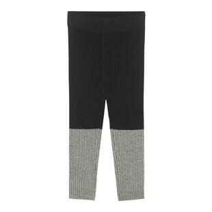 大耳象女童条纹拼色毛线打底裤绵羊毛加绒冬季新款裤子