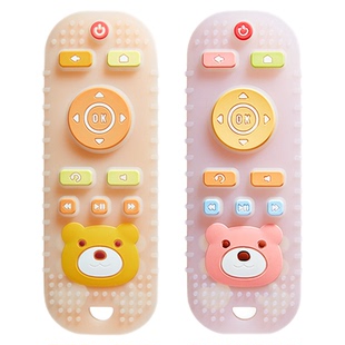 遥控器牙胶婴儿磨牙棒口欲期小月龄咬胶4个月宝宝硅胶可啃咬玩具