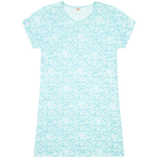 铜牛汗布印花连袖中式女裙2025春夏新款睡衣家居服裙装女VQ084