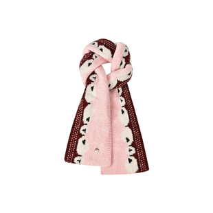 粉色系列韩版卡通针织围巾女冬季保暖小清新可爱情侣围脖百搭学生