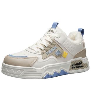 男鞋冬季2026新款潮牌百搭男士厚底运动休闲板鞋加绒加厚保暖棉鞋