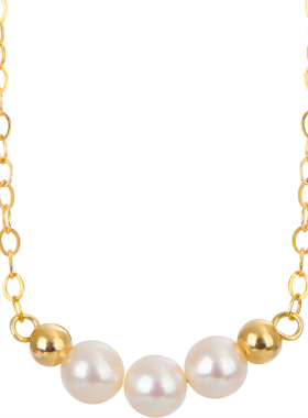 美产14k包金珍珠微笑项链1