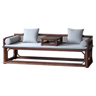 璞木黑胡桃木罗汉床新中式实木宋式美学简约两用推拉实木沙发床榻