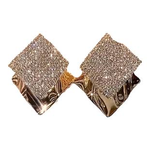 2025年新款高级感四方来财轻奢耳环银针耳饰潮气质法式金属风耳钉