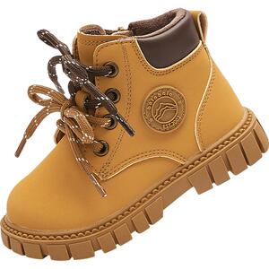 巴拉巴拉童鞋儿童靴子马丁靴女童男童2025新秋冬加绒短靴潮大黄靴