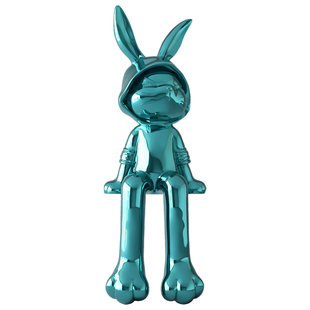 轻奢电镀坐姿兔子摆件高级感小众家居装饰品客厅玄关走廊卡通雕塑