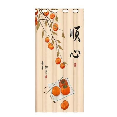 中式门帘免打孔家用卧室隔断帘