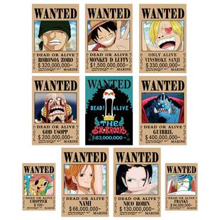 海贼王草帽团六皇悬赏令海报贴画航海王30亿通缉令超新星海贼墙贴