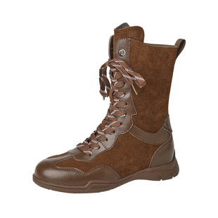 MILLIE'S/妙丽拳击靴休闲高帮鞋马丁靴女短靴2026春款厚底赛车鞋