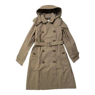 BURBERRY/博柏利春秋款女士可拆卸帽子双排扣中长款风衣 81222411