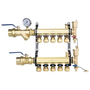 天一金牛地暖地热集分水器全铜大流量加厚主管40/1.2寸支路25/6分