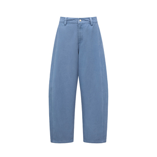 oinimi 法工蓝 水洗宽松直筒工作裤