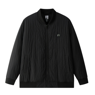 半墨大码男装棒球领羽绒服男2025冬季新款宽松肌理感羽绒外套短款