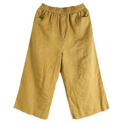 松紧腰小耳出品八分裤亚麻