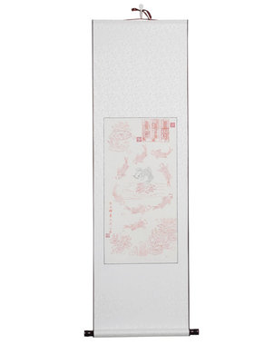 云澜道家挂画九鲤图客厅纯手工朱砂手绘玄关壁挂装饰画挂画