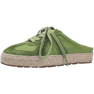 BellaLily春季新款减龄半拖鞋女舒适德训鞋懒人一脚蹬渔夫鞋