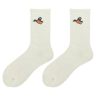 日版HUMAN小飞鸭子刺绣中筒袜子