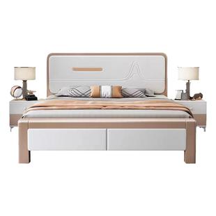 实木床现代简约1.8米主卧双人床全实木1.5米白色单人床储物婚床