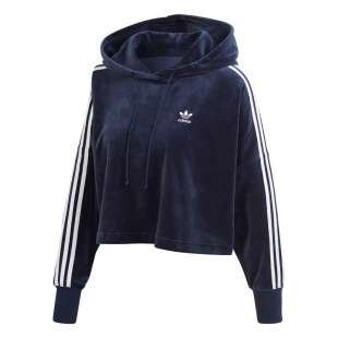 Adidas/阿迪达斯官方三叶草女子丝绒宽松卫衣套头衫 GD2289