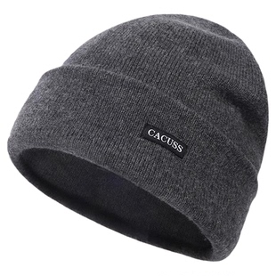 纯羊毛针织帽子男款冬季双层加厚保暖大头围骑行护耳防风毛线冷帽