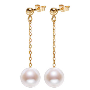 海蒂珠宝 风在吹7-8mm淡水珍珠耳线耳环 精工S925银新年送礼好物