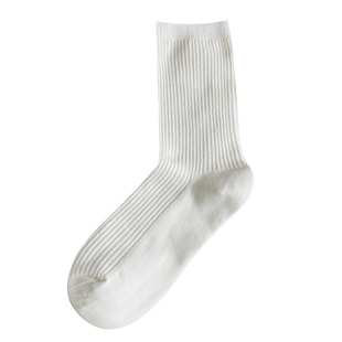 Himade雾霾蓝袜子日系百搭女甜美纯色中筒袜棉长袜蓝色系列堆堆袜