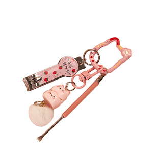 可爱便携学生指甲刀带耳勺钥匙挂指甲剪套装家用指甲钳修甲剪刀